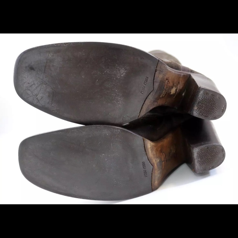 MIU MIU Miuccia Prada Boots Western Cowboy Suede Leather size 10.5/40.5 - Picture 15 of 16